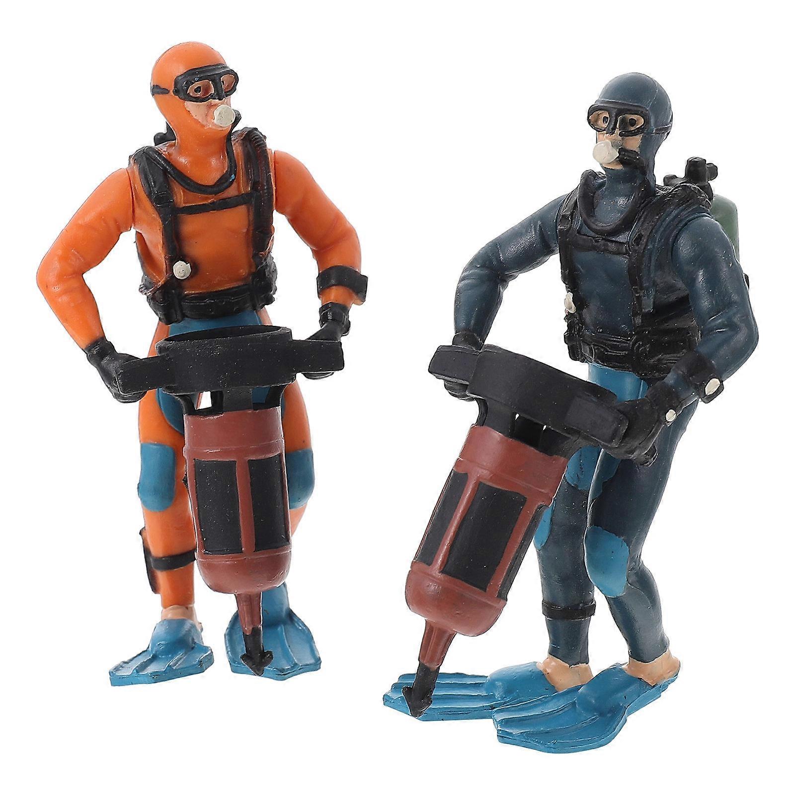 Ocean Figures with Scuba Diver 2Pcs Incredible Diver Models Teaching Aid Children's Gift Assorted Color Vibrant Design