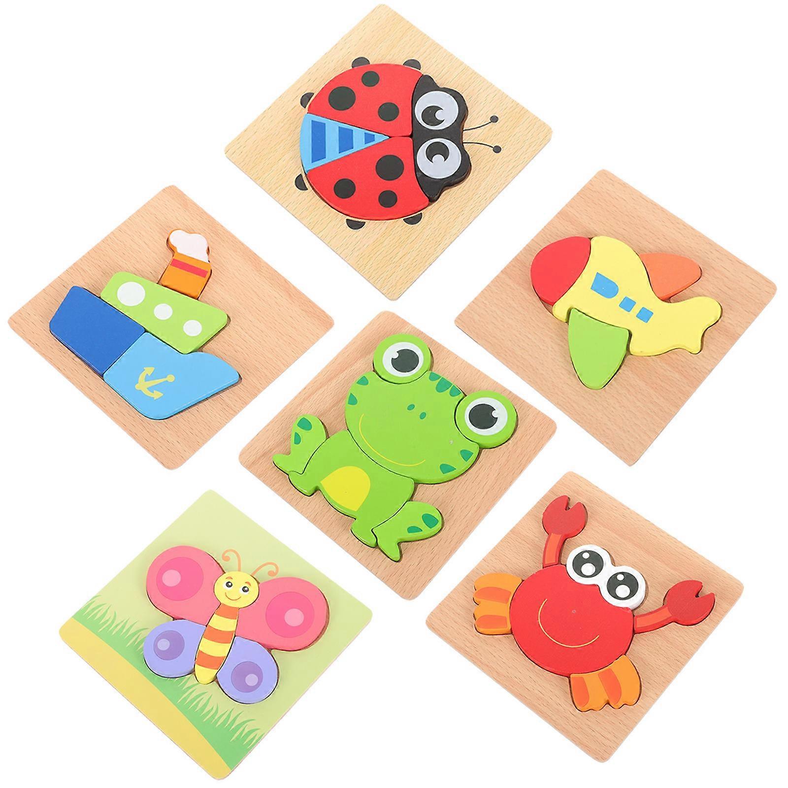 Kids 6Pcs Cognitive Development Puzzles With Assorted Colors 14.8X14.8Cm Educational Board