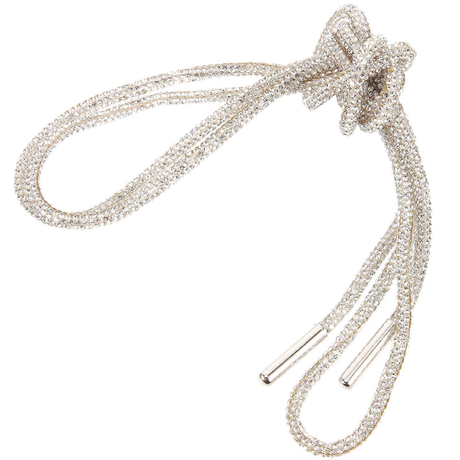Shiny Rhinestone Shoe Lace for DIY Decor Silver Material Easy to Cut