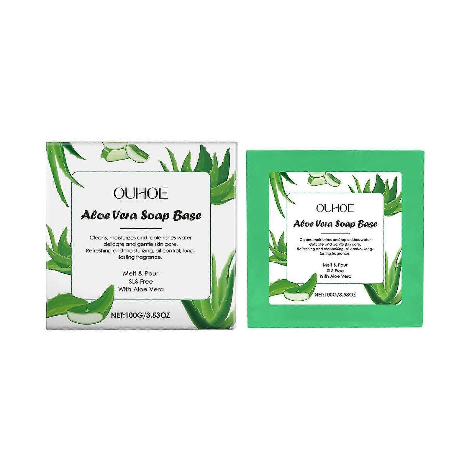 Aloe Vera Soap Bar, 100g Aloe Vera Soap Base - Gentle Cleans, Moisturizes & Replenishes Water - Refreshing, Oil Control & Long-Lasting Fragrance