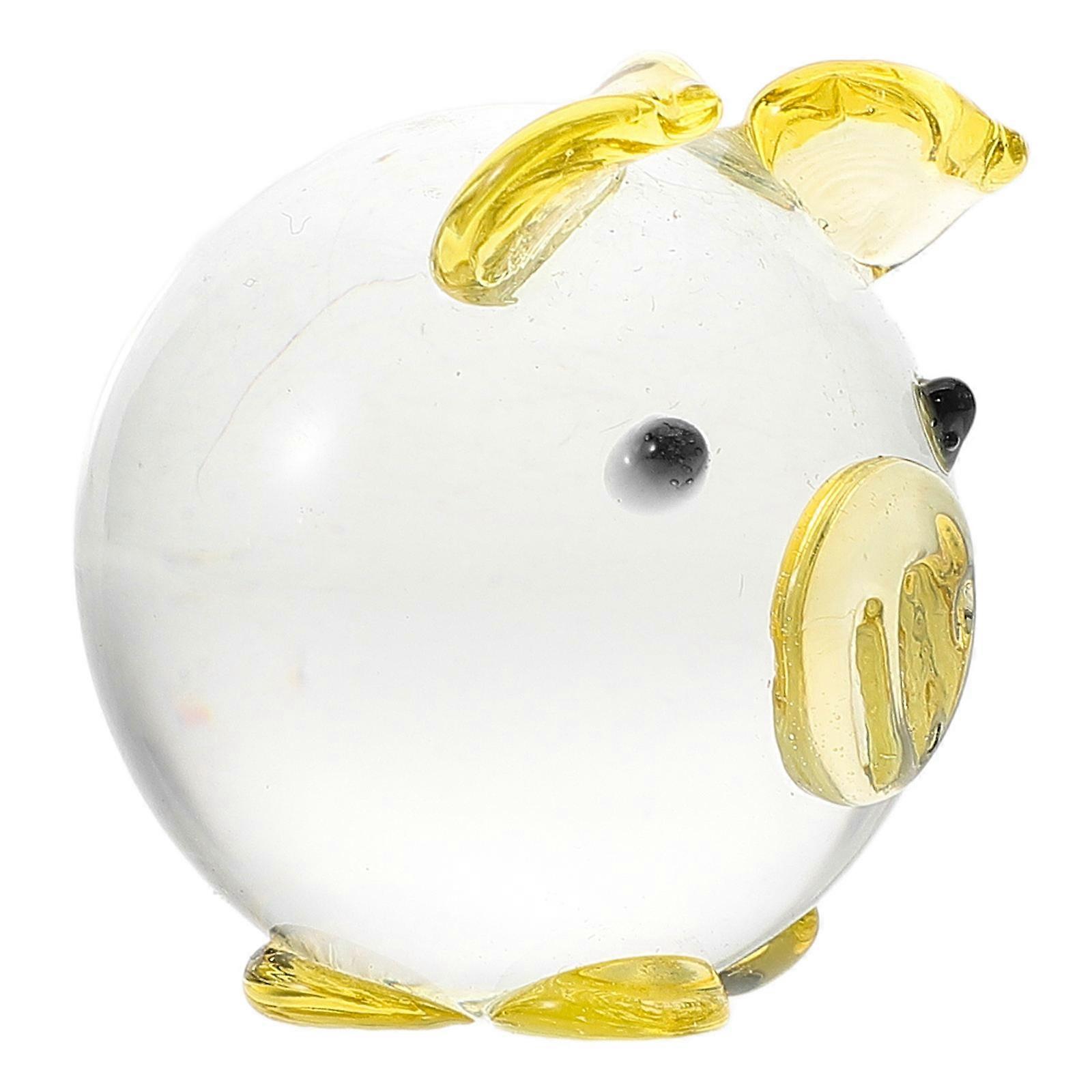Table Ornaments Glass Pig Modeling Statue Home Decorative Assorted Color 1.4×1.4×1.2in 1Set