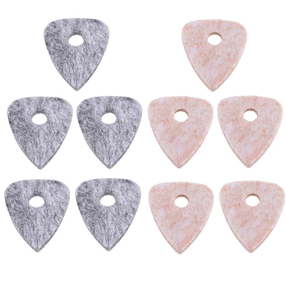 Guitar Plectrum Wool Material Picks for Musicians Performance Practice Flexibility Replacement Comfortable Grip 10Pcs Grey Cream