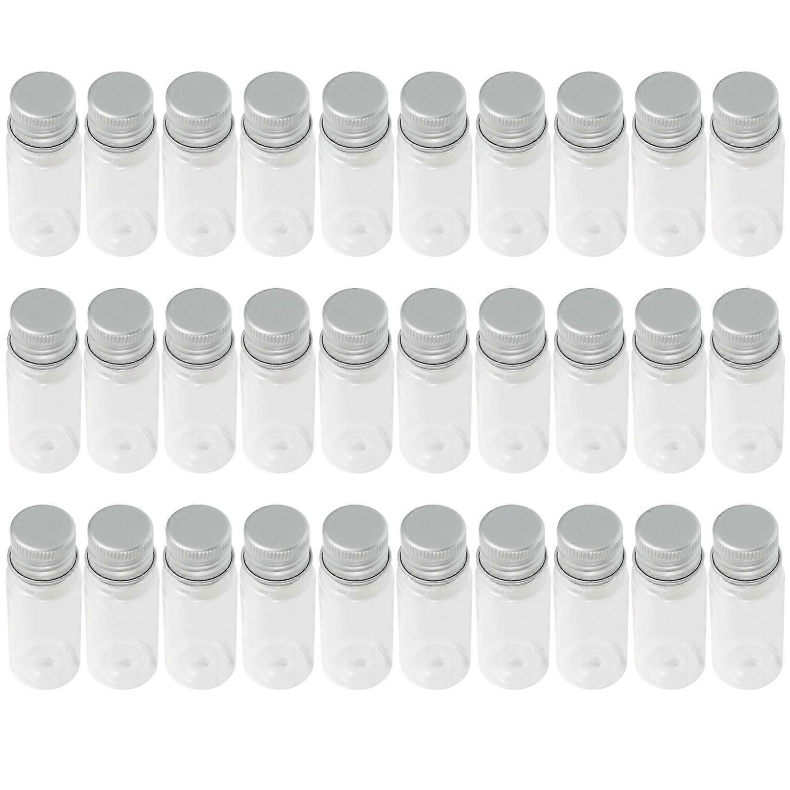 Transparent Plastic Bottles with Aluminum Screw Caps for Storage and Secure with 30pcs