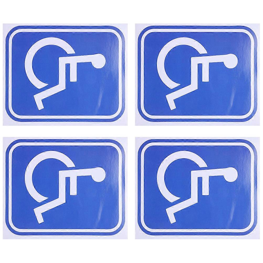 Adhesive Disabled Wheelchair Sticker 4Pcs Rectangular Safety Reminder For Public Restrooms Blue