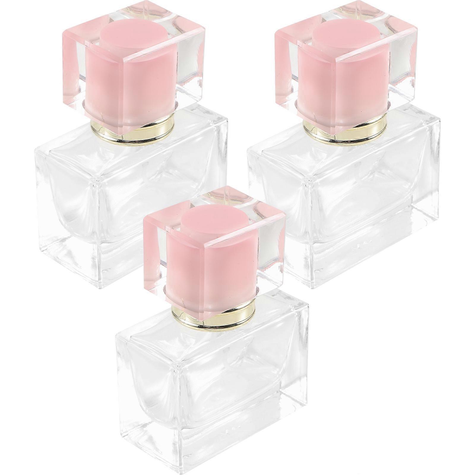 3 زجاجات عطر زجاجية مع بخاخ رذاذ ناعم للسفر الوردي 30 مل