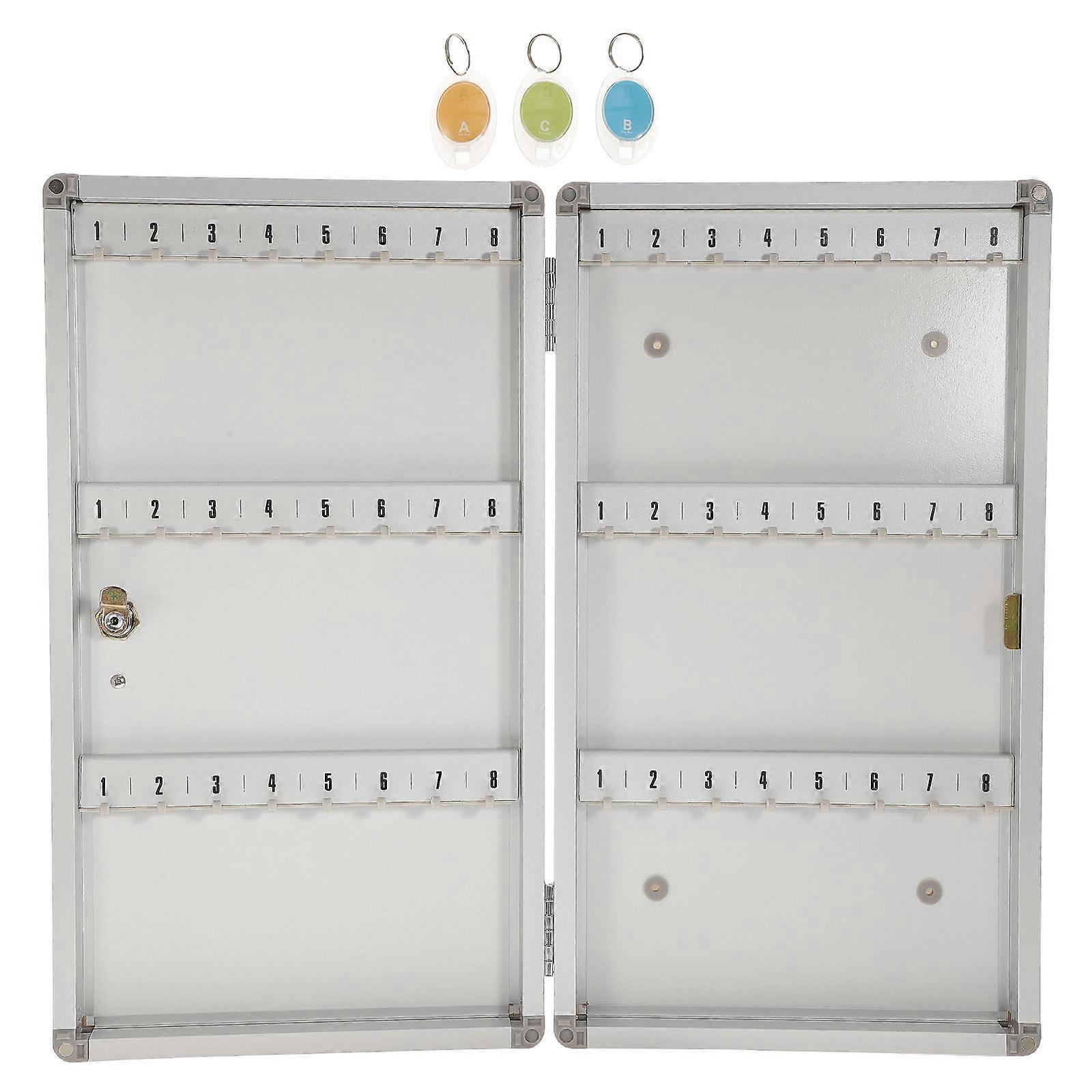 Wall Mount Key Storage Box for Home Silver Aluminum Alloy Practical Secure with Multiple Slots