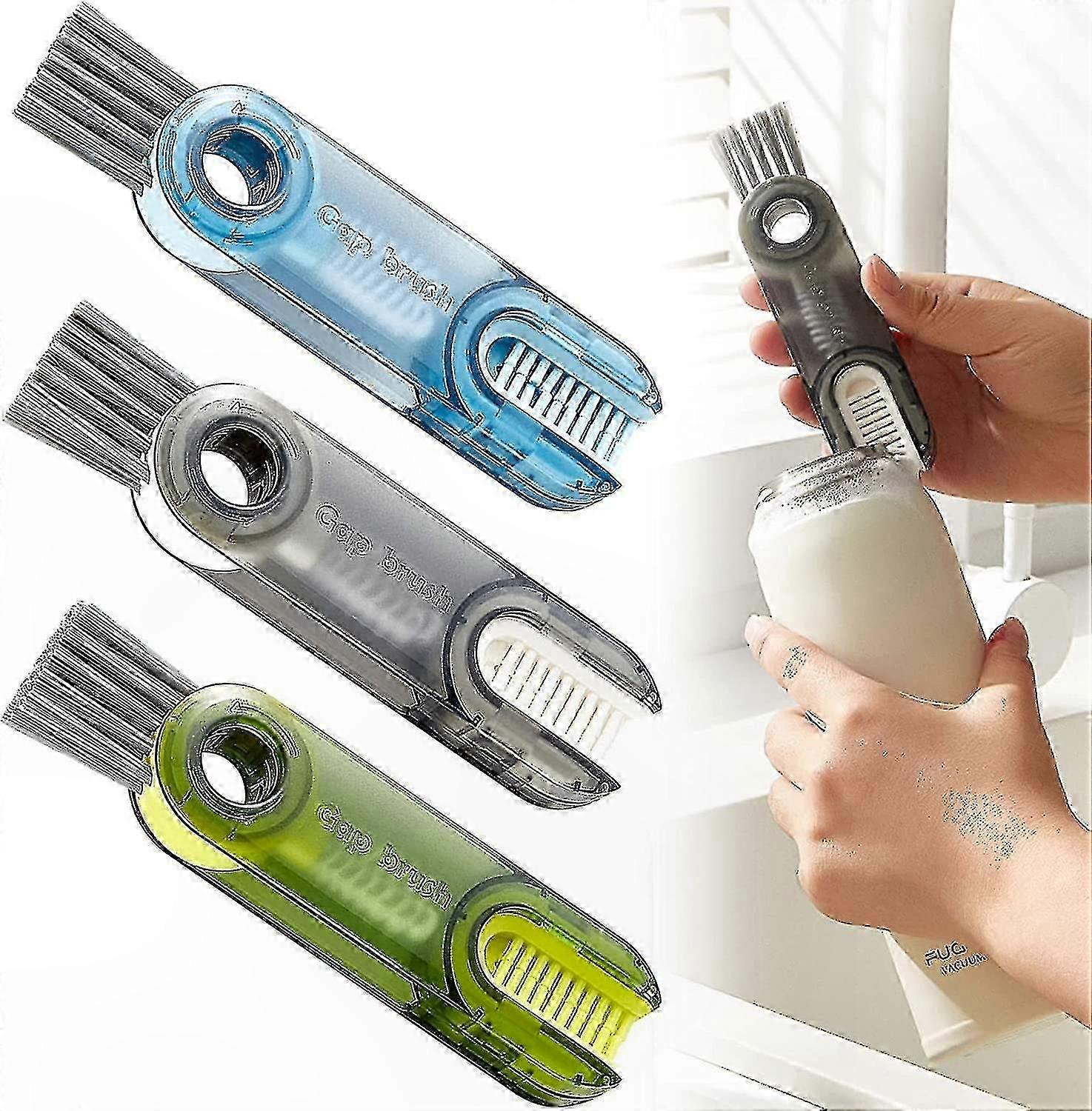 Multi-Functional 3-in-1 Cleaning Tool for Bottle Caps, Straws, and Narrow Spaces