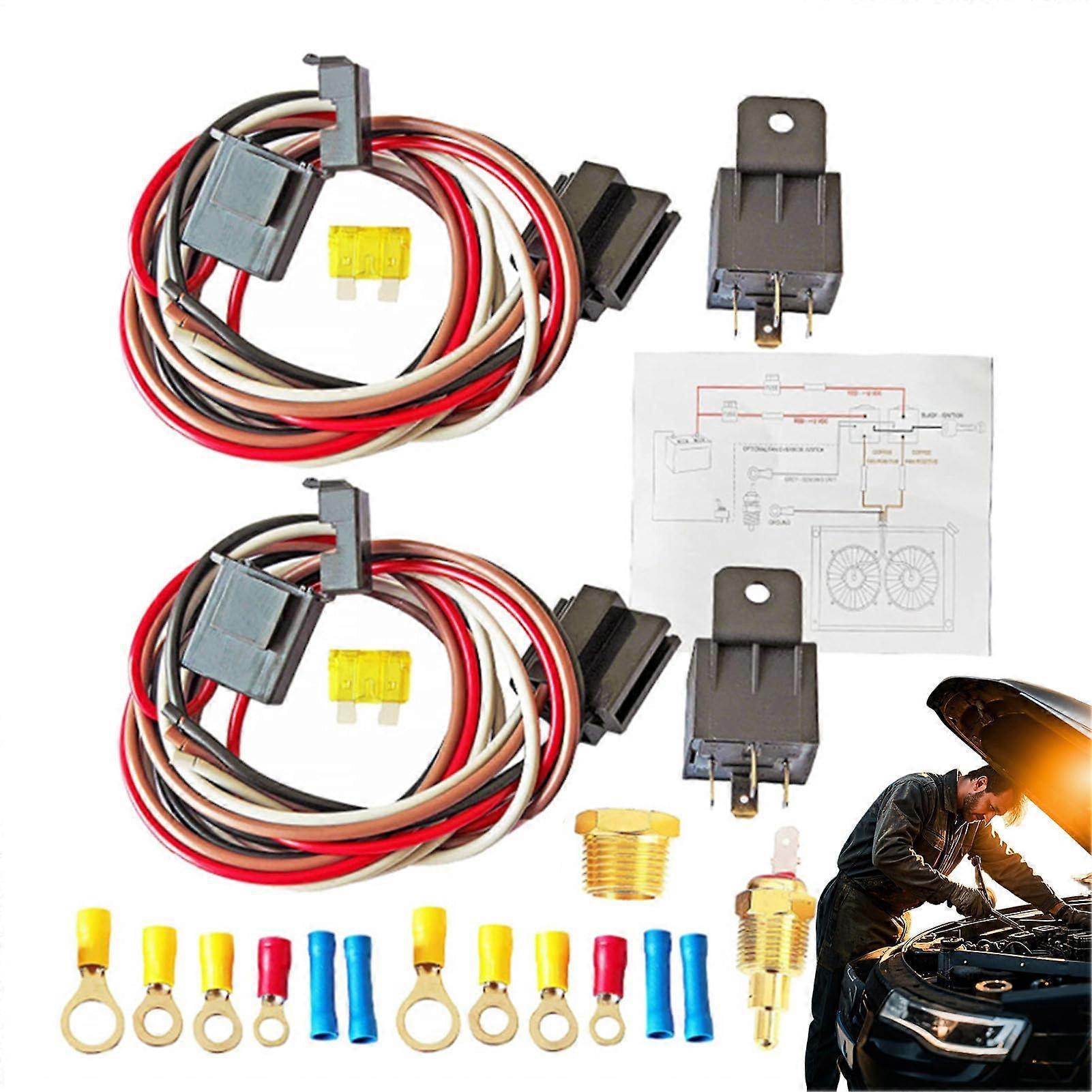 Cooling Fan Relay Replacement 12V Temp-Controlled Car Relay Waterproof Harness Radiator Fans Efficient Engine Control