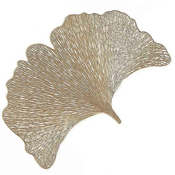 Set of 4 PVC Insulated Placemats Bronzing Ginkgo Leaf Tray Mat F