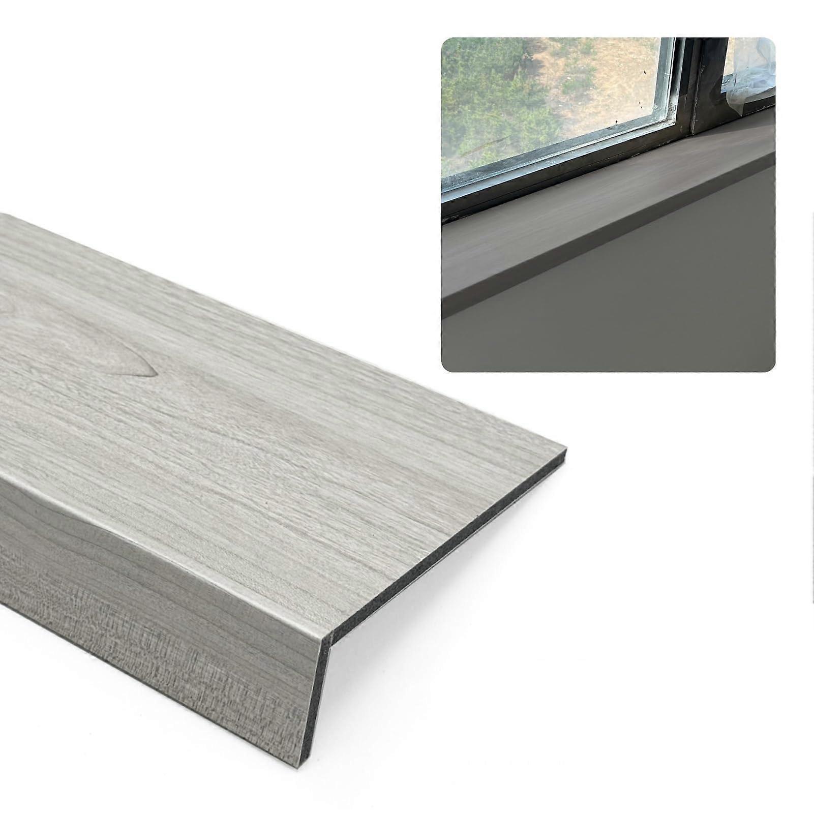 Windowsill Grey Cover with Wood Grain, Waterproof Edge Protection Plate (120x10cm)