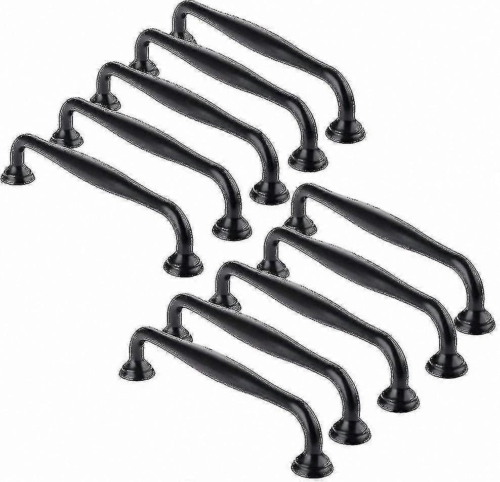 5-Pack Modern Cabinet Handles, Black Aluminum Profile Handles for Furniture, 128mm Center to Center Drawer Pulls