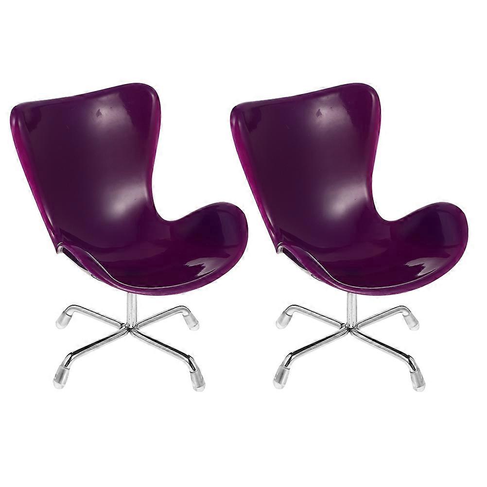 Purple Miniature Swivel Armchair Model Plastic Toy for Kids Decor Develops Imagination and Creativity 2Pcs