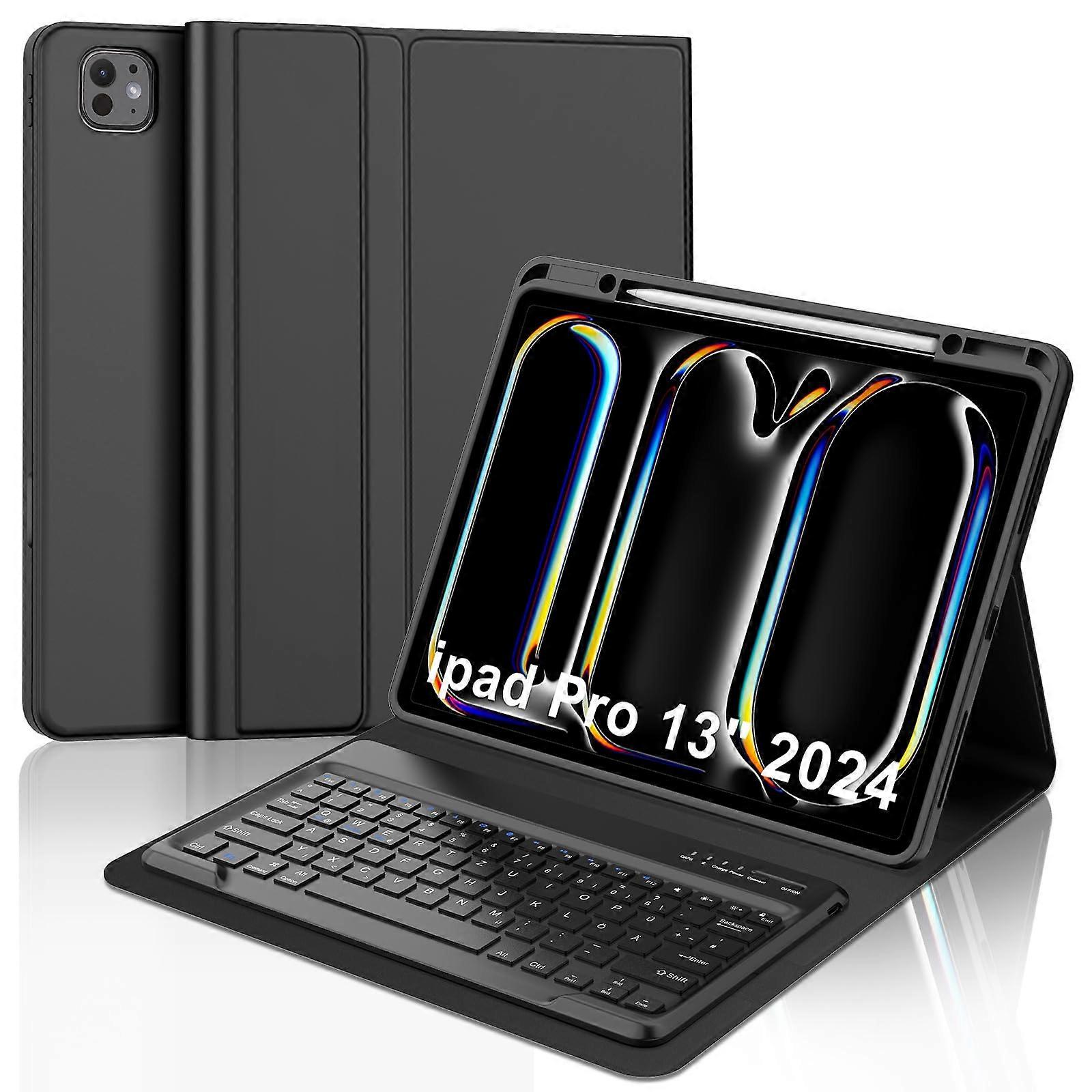Keyboard for iPad Pro 13' , QWERTZ German Bluetooth Keyboard, Black