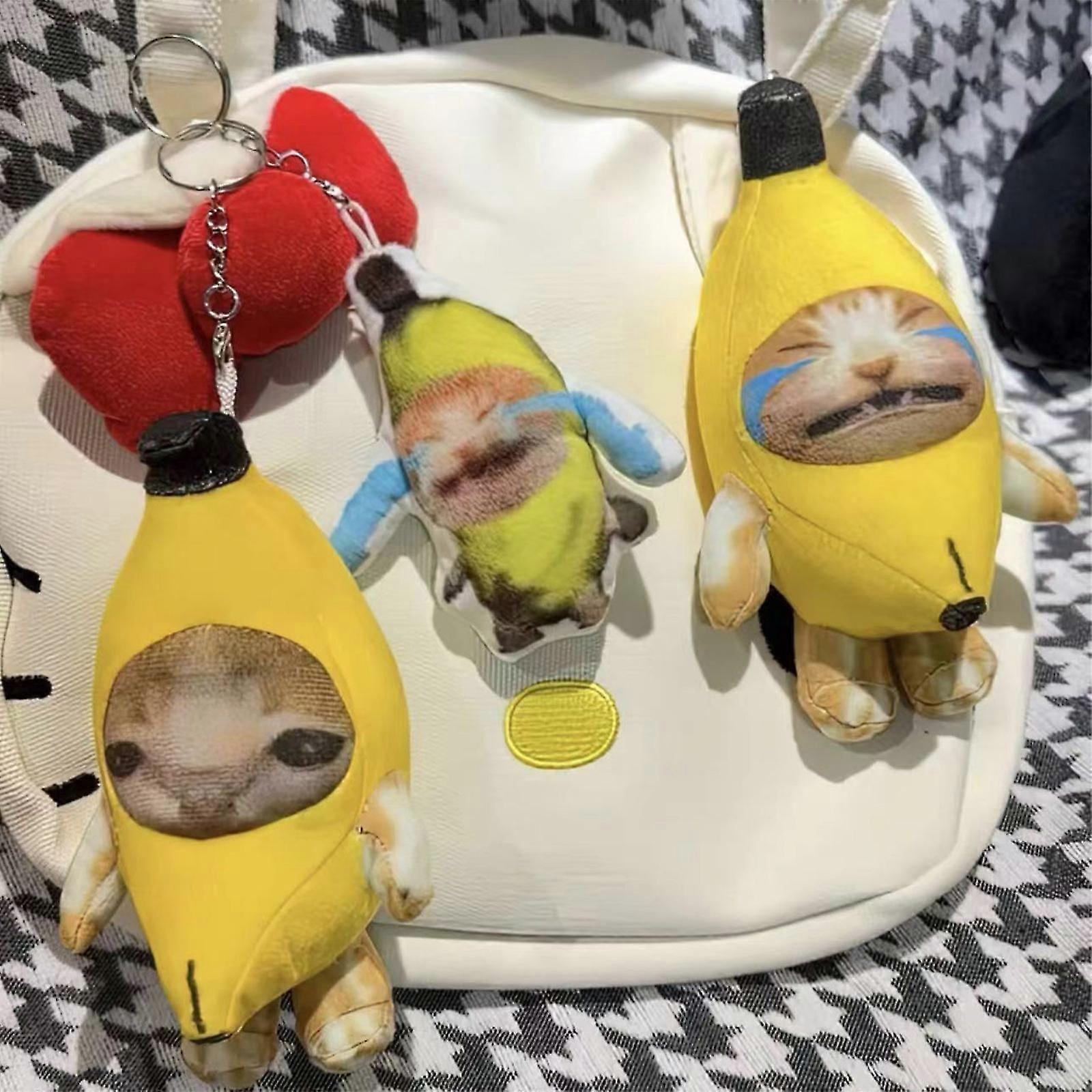 Crying Sounds Keychain, Funny Cat and Cute Banana Design Making Banana Keychain Cat for Backpacks Handbags