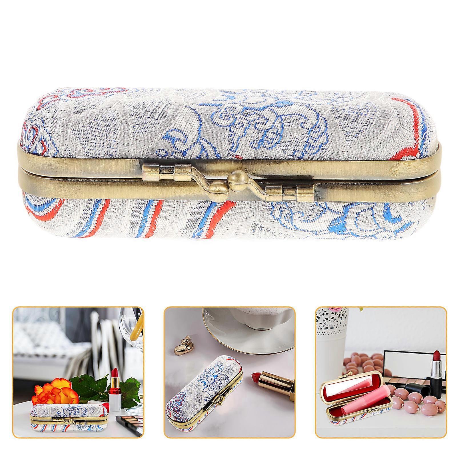 Vintage Style Lipstick Organizer Case with Mirror – Compact Storage for Coins, Jewelry & Small Items – Ideal for Women & Special Occasions