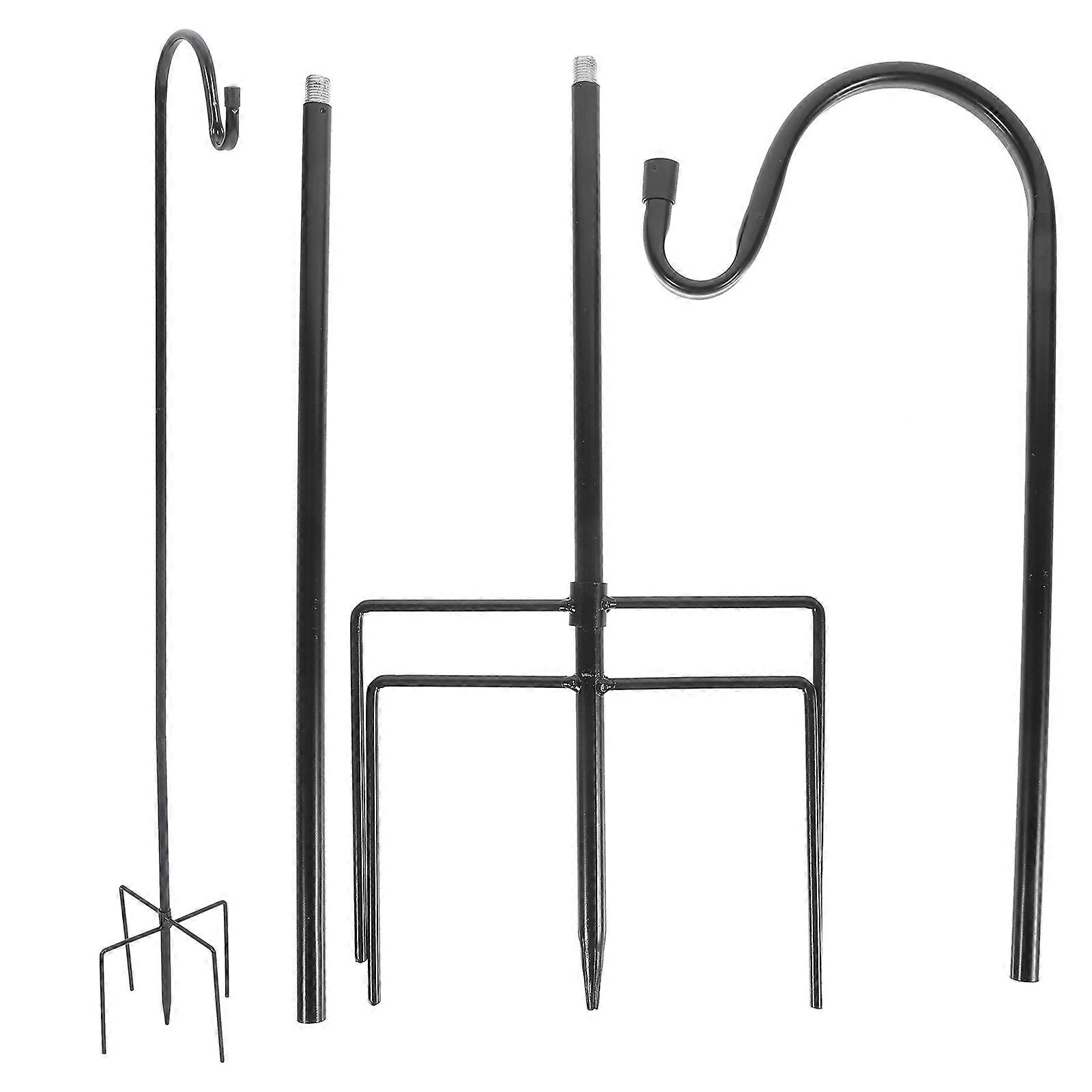 Durable Outdoor Shepherd Hooks Set 2PCS Black Garden Storage Hanger for Flower Baskets, Bird Feeders, Lanterns & Decorations