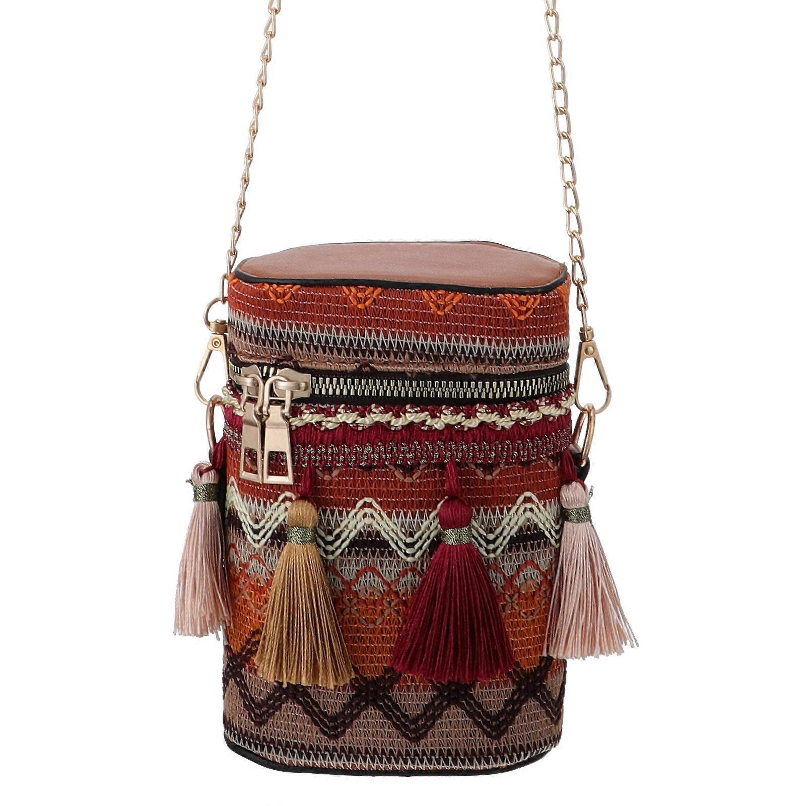Retro Small Crossbody Bag 1Pc Unique Cylinder Design Storage Pouch For Daily Use Women