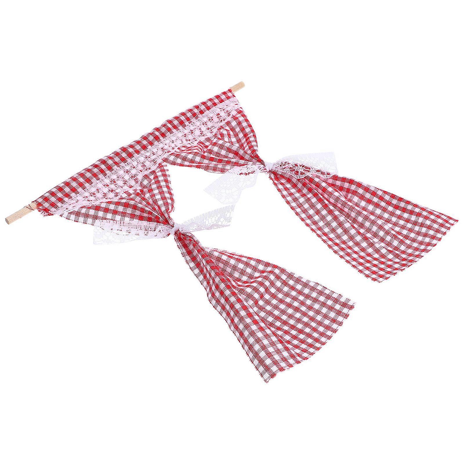 Red Cotton Doll House Curtain Model for Miniature Decor Realistic Window Accessories 1 Pack