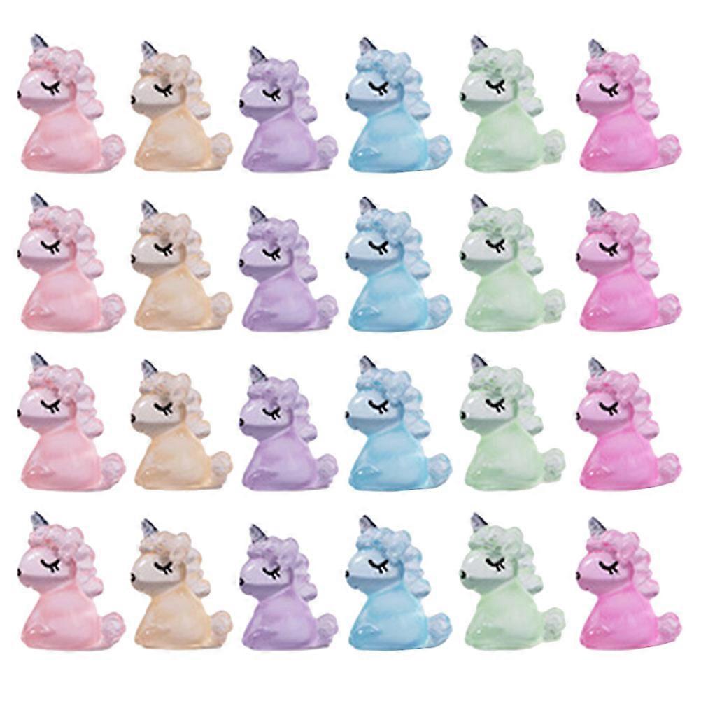 24Pcs Luminous Landscape Unicorn Decorations Resin Unicorns Simulation Unicorns