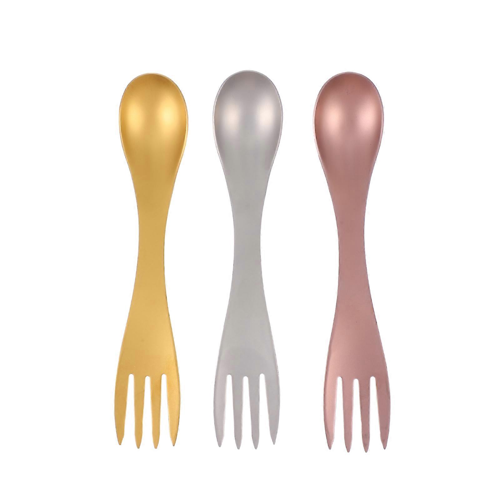 誕生日のお祝いやピクニックのニーズのための耐腐食性金属キャンプ銀器2 in 1調理器具18X3.4X0.2CMアソートカラー3個
