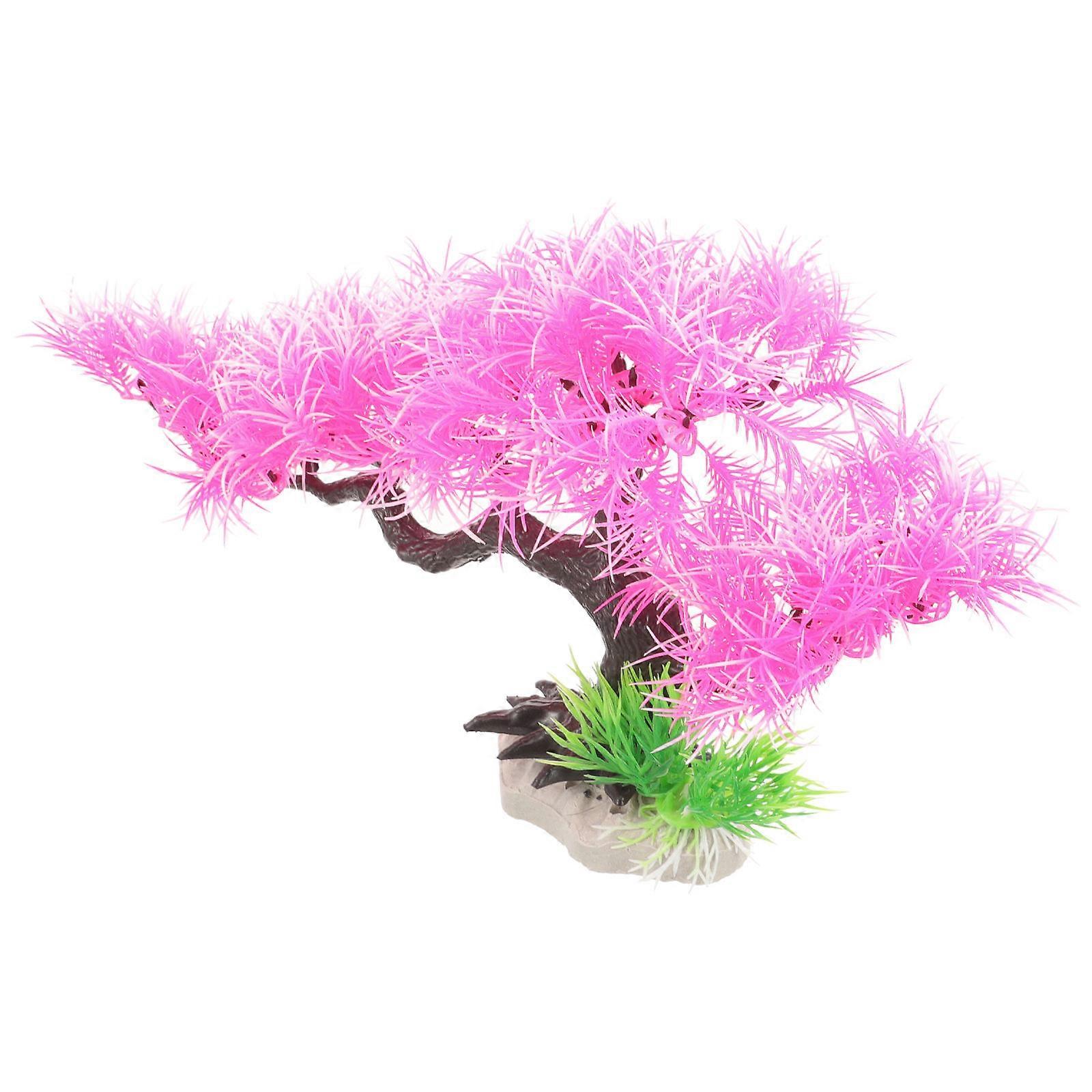 Fish Tank Decoration Realistic Simulation Plants Tree Shape Ornament For Aquatic Environments Featuring Lifelike Design In Rosy Color 1Pcs