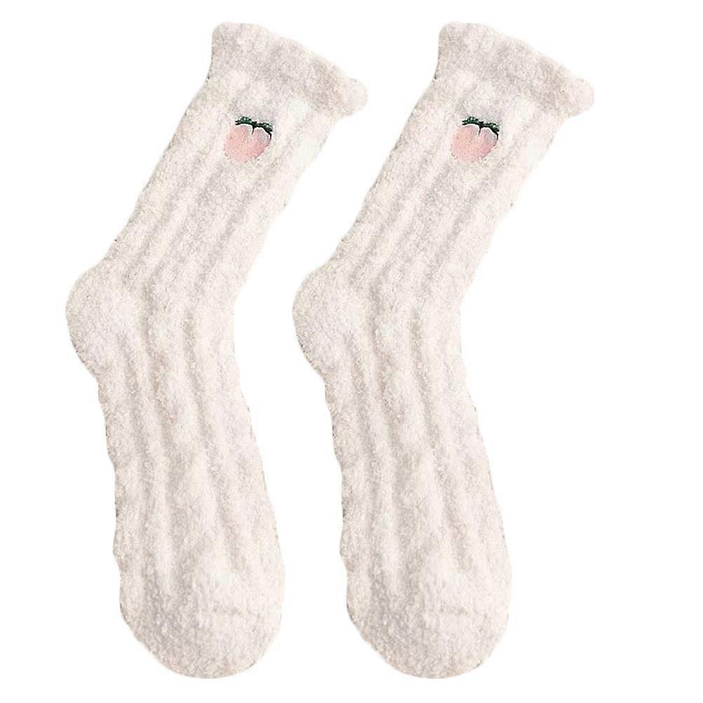 Masteelf 1 Pair Thickened Coral Fleece Stockings with Fruit Pattern for Use