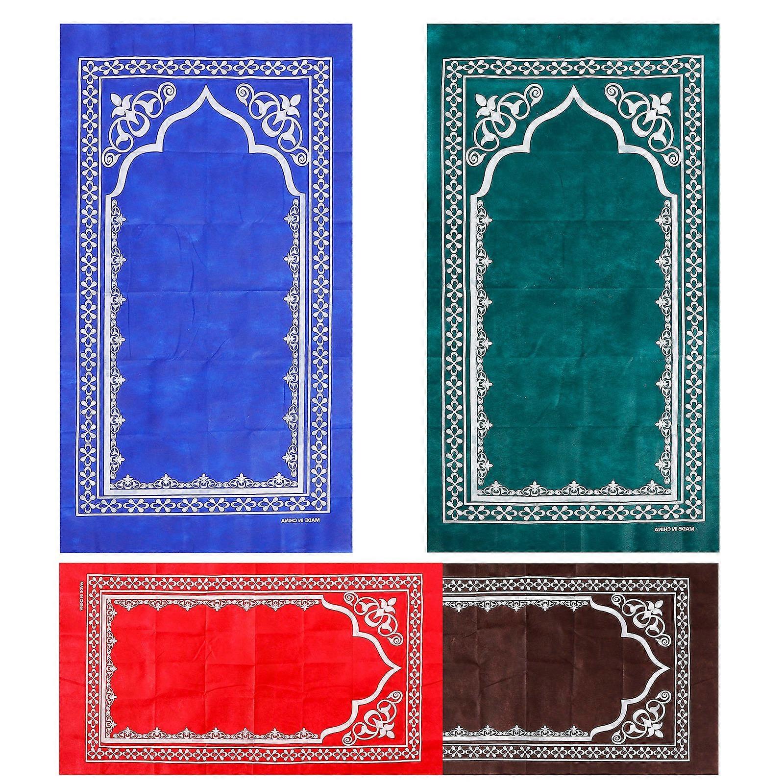 Portable Prayer Mat 4Pcs Assorted Color Polyester Lightweight Islamic Patterns for Home Use