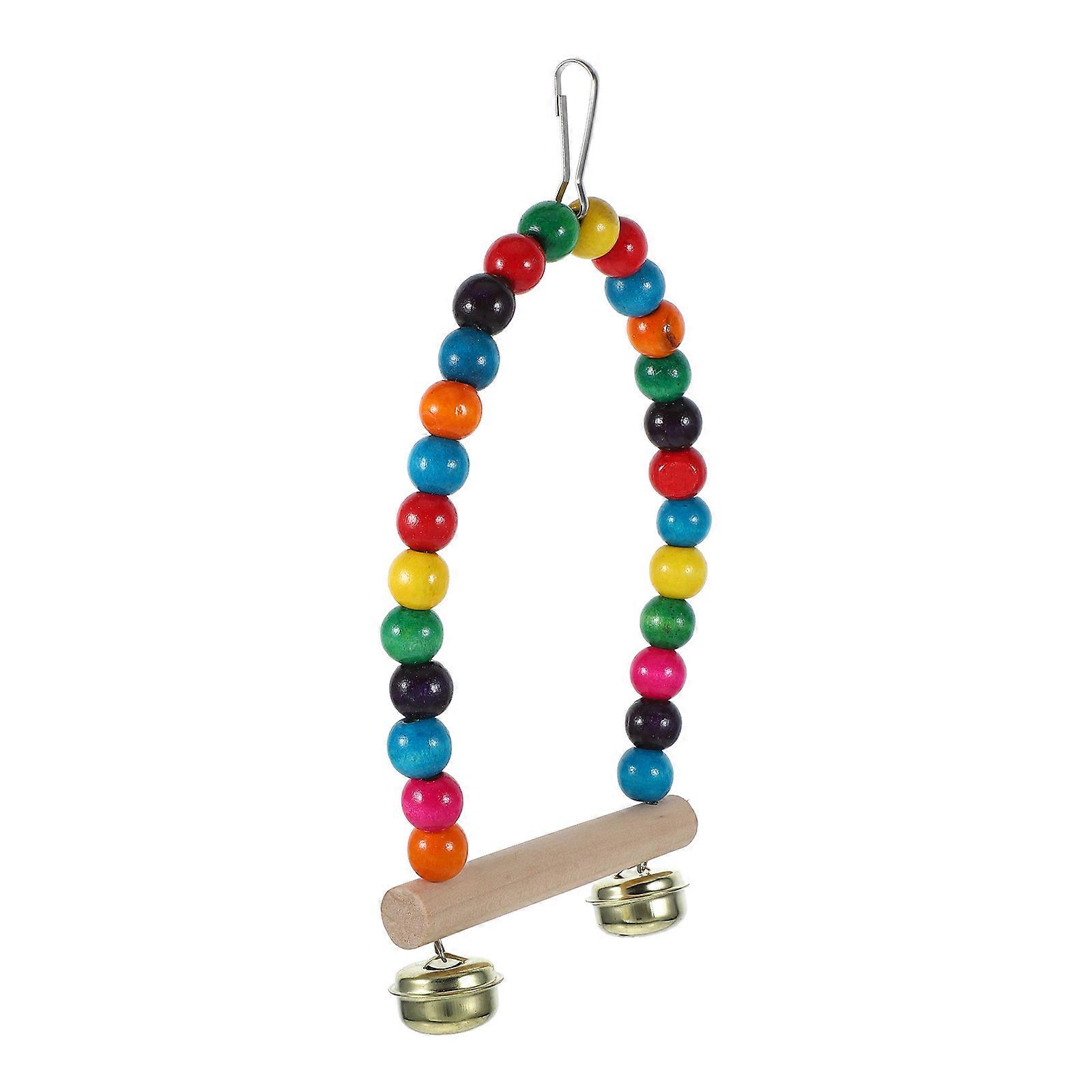 Wood Bird Toy for Parakeets with Bell Fun and Durable for Bird Use 7.5 inches