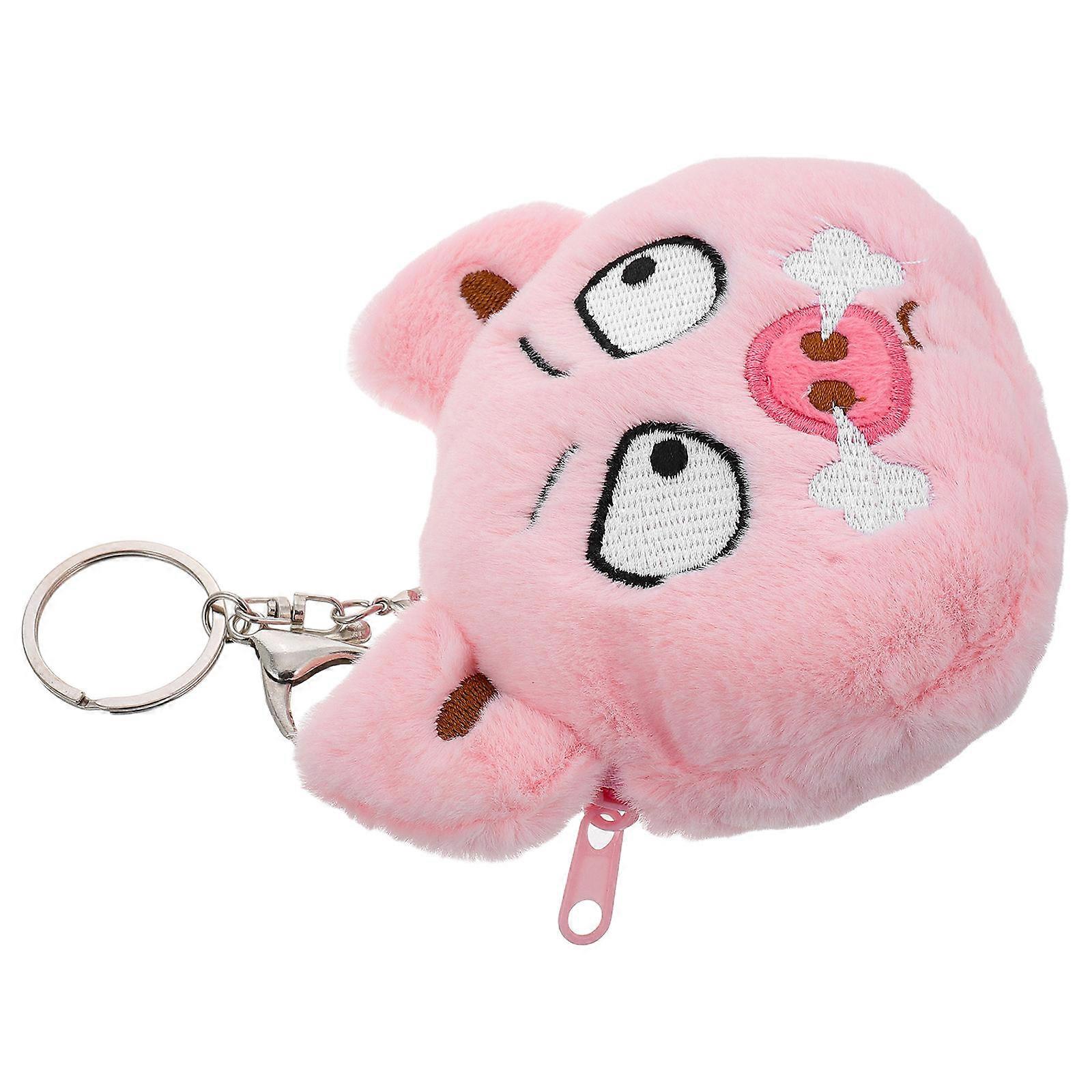 Pink Plush Piggy Coin Purse Cute and Portable Small Storage Wallet for Lipstick and Coins 4.5 x 3.2 x 2.1 inches