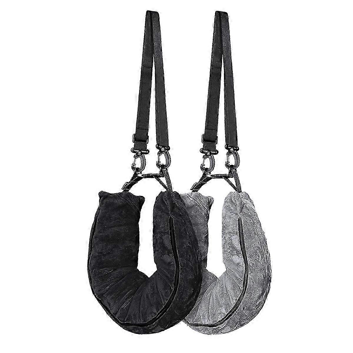 2Pack Stuffable Travel Pillow for Extra Luggage, Velvet Travel Neck Pillow with Adjustable Neck Size