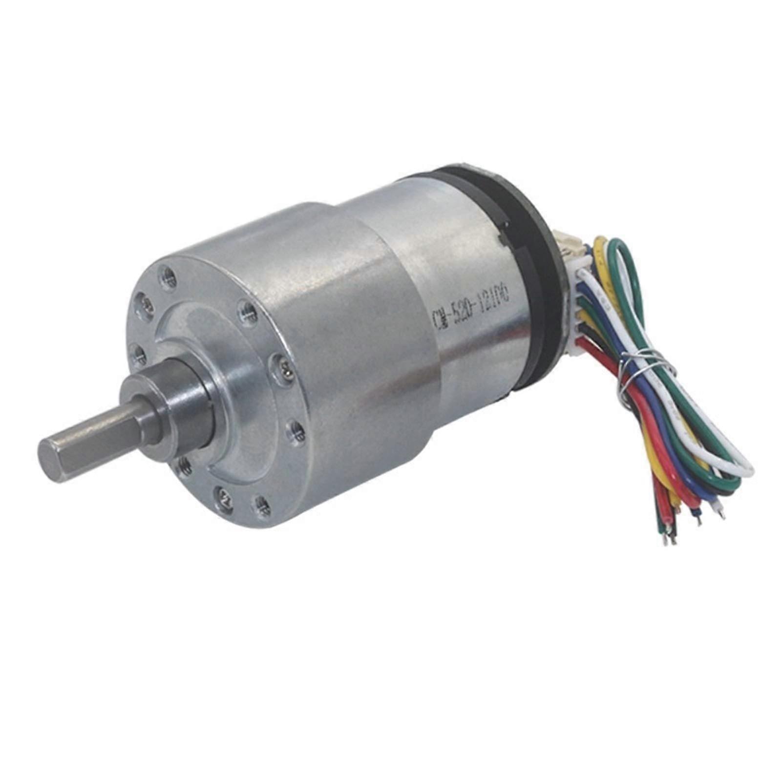 JGB37520 12V Electric Micro Geared DC Starter with Encoder, Silver 12V 60RPM