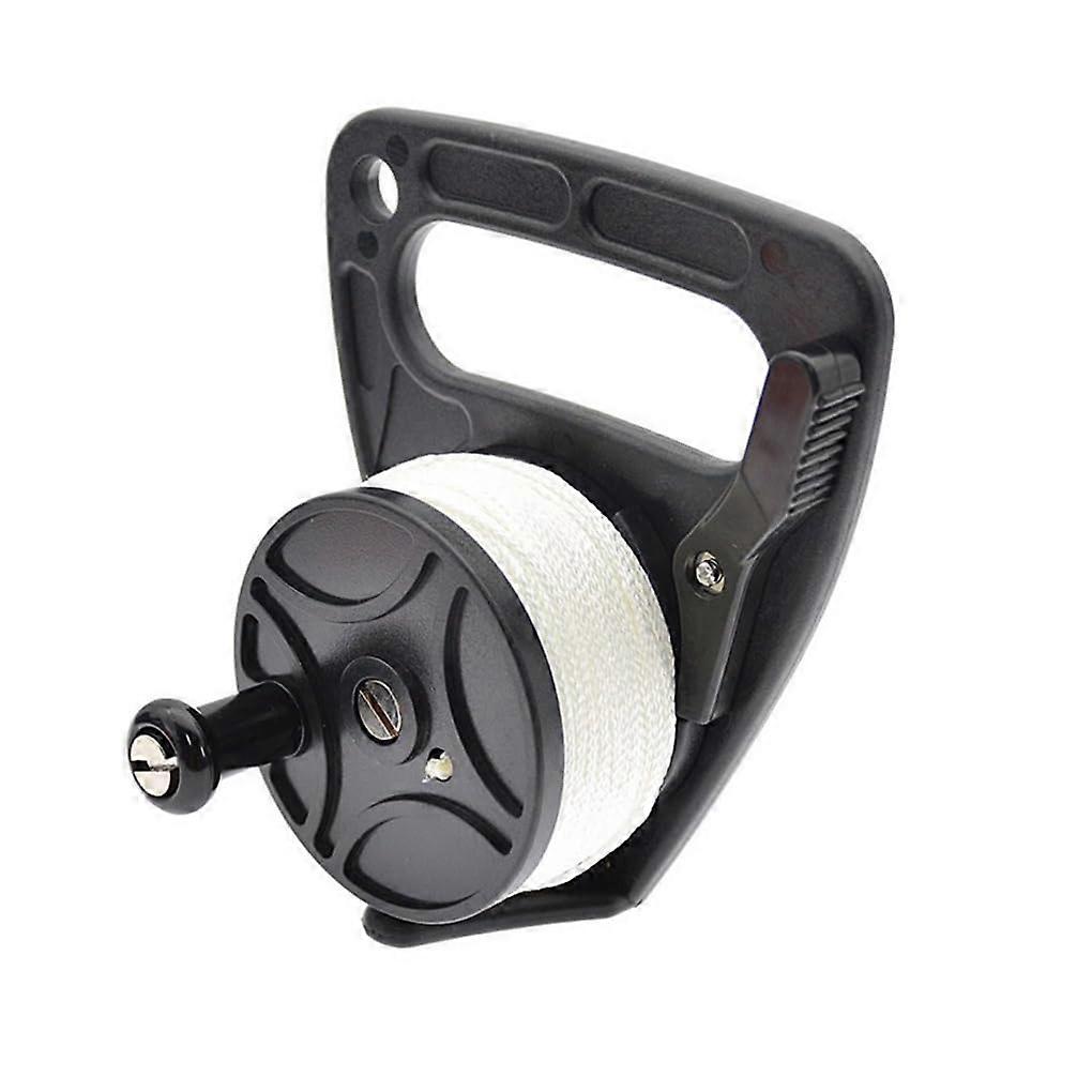 Portable Diving Rope Reel with Handle Stopper Line Winder Hand Crank System Spool Wheel Water Sports Accessories Black