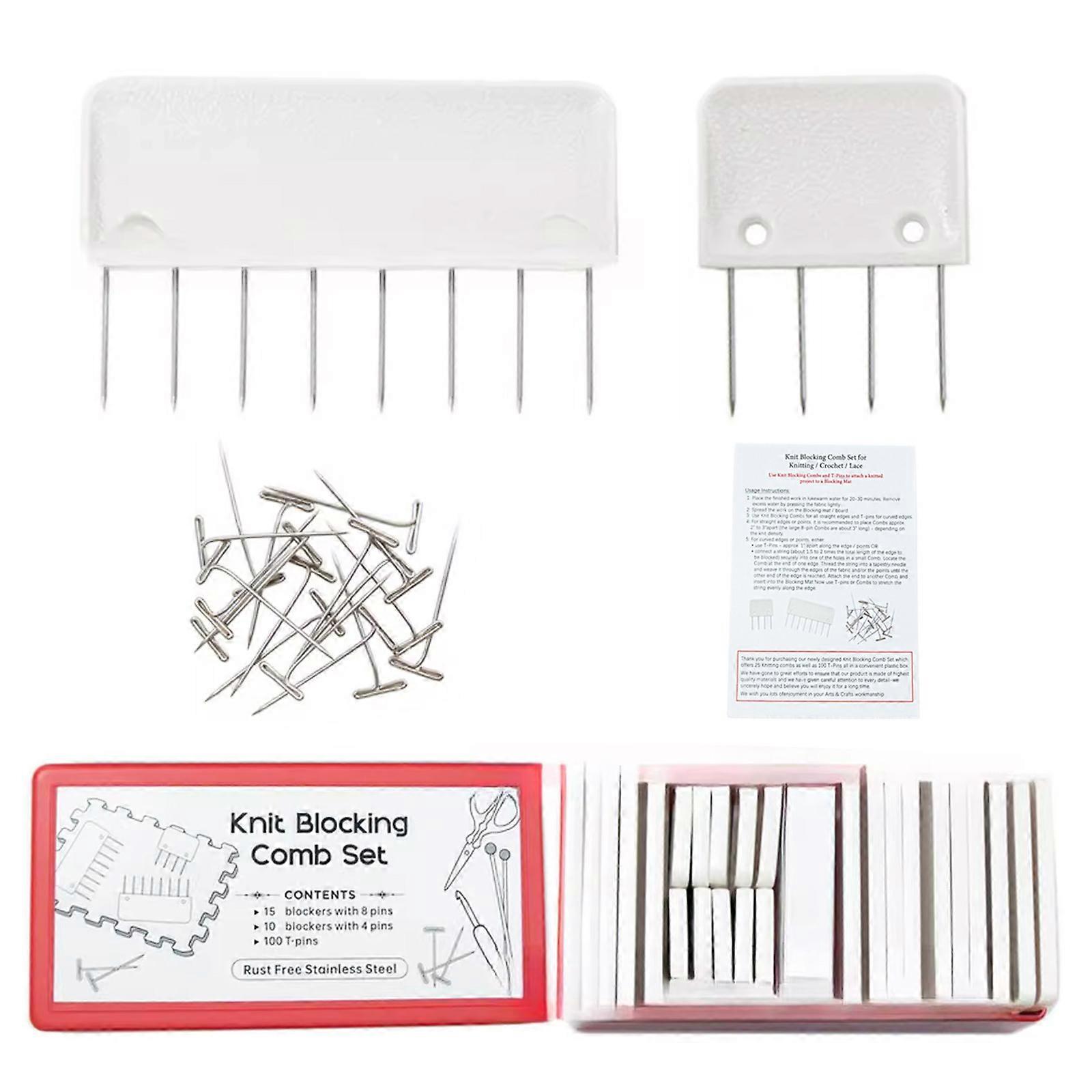 Knit Blocking Combs Set Easy to Use Knitting Accessories Colorful Blocking Pins for Crochet and Needlework Projects Multicolor