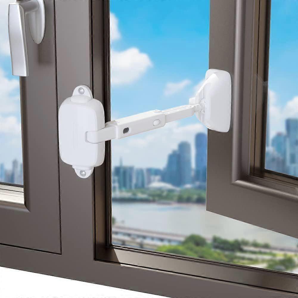 Baby Safety Window Lock, Child Proof Window Limiter, Adjustable Window Lock Latch for Aluminum and Wooden Window Frames (White, 1 Pack)