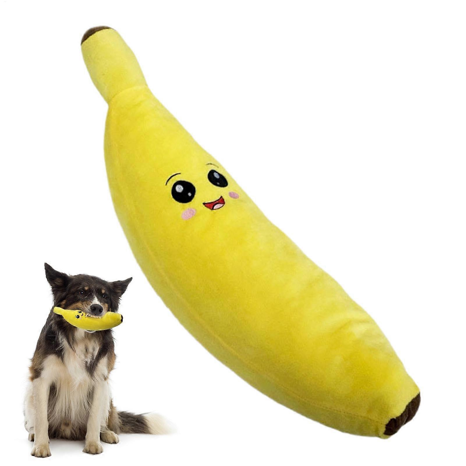 Banana Dog Toy Plush Squeaky Banana Shaped Soft Interactive Chew Toy For Dogs Self Entertaining Boredom Relief