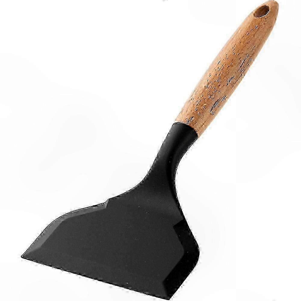 Non-Stick Silicone Spatula with Wooden Handle for Cooking and Baking Wide Mouth Flexible Scraper for Eggs and Delicate Foods
