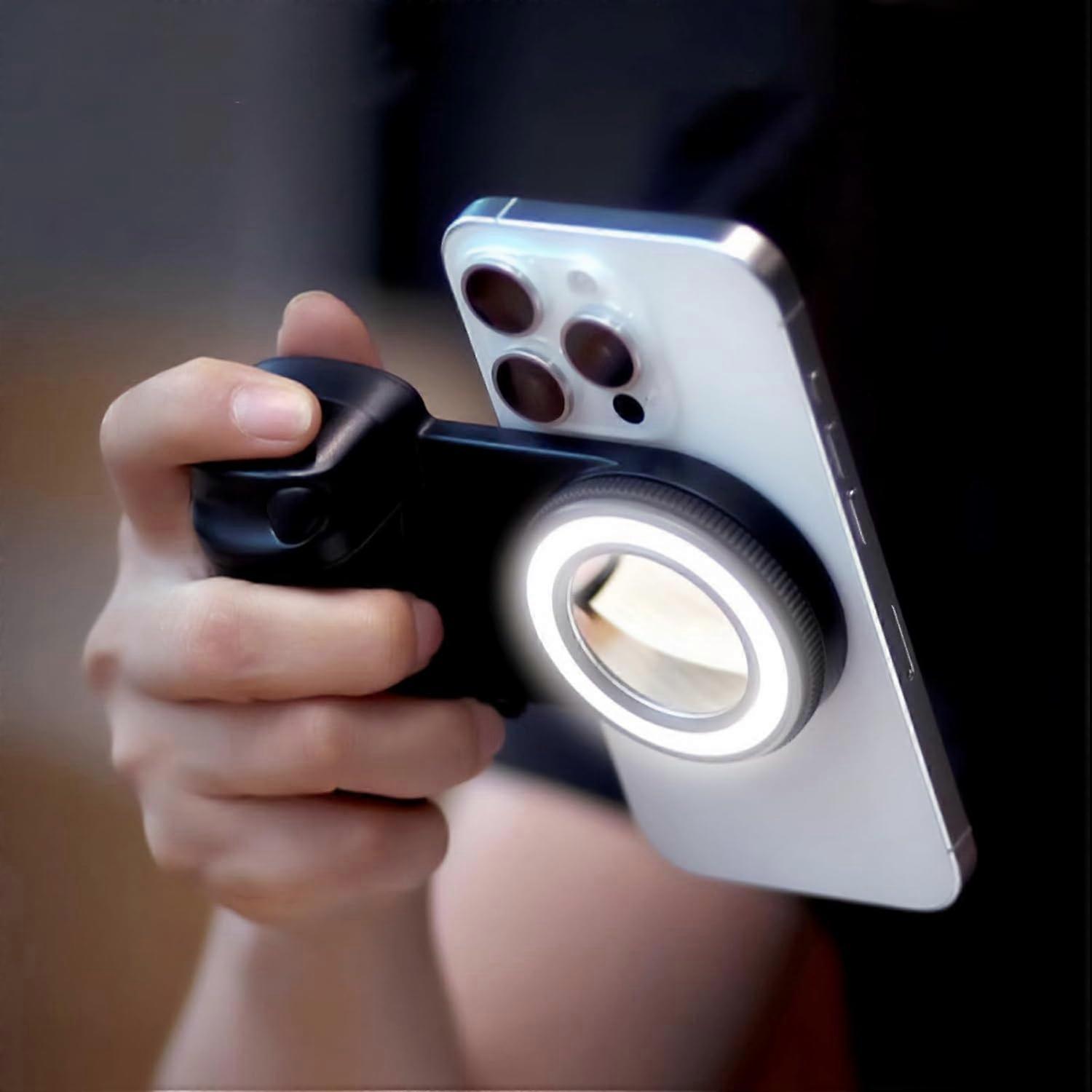 Magnetic Selfie Ring Light, Snap Grip with Detachable Bluetooth Remote