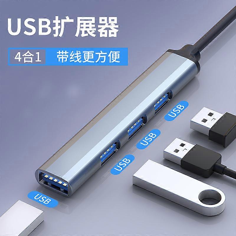 usb extender multi-function one drag four hub hub hub splitter expansion dock computer multi-interface type-c gray 4 ports