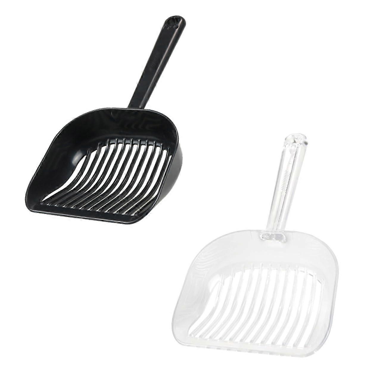 Cat Litter Scooper 2-Pack Portable Durable Scoop Kitten Cleanup Easy To Store And Use White And Black Space-Saving Design