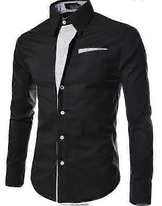 Camicia slim a maniche lunghe color block uomo