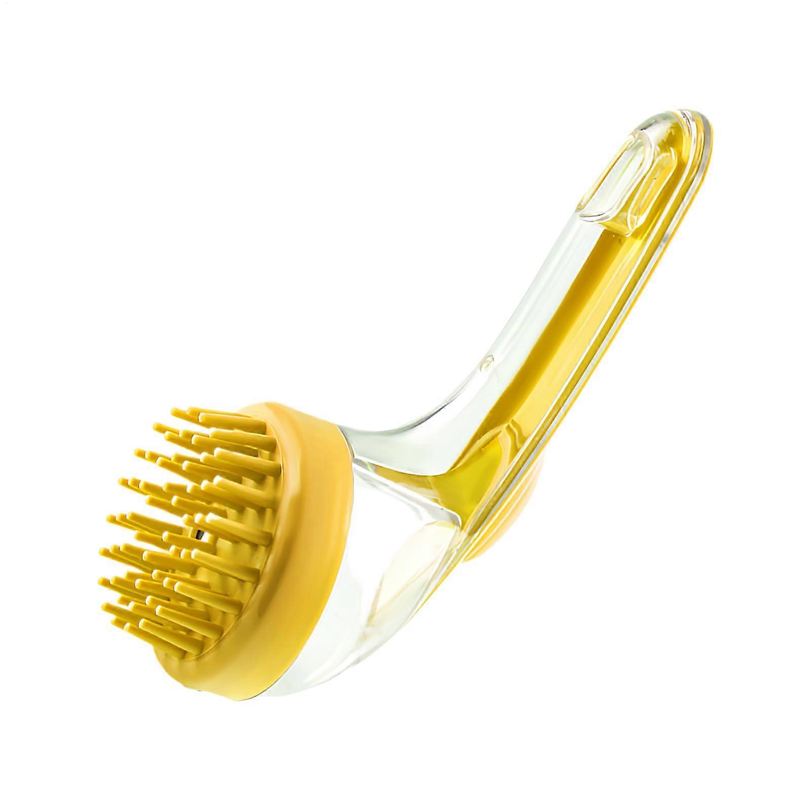 Dog Bath Brush with Soap Dispenser for Cats and Dogs, Gentle Massage Cleansing Scrubber for Home and Travel, Yellow