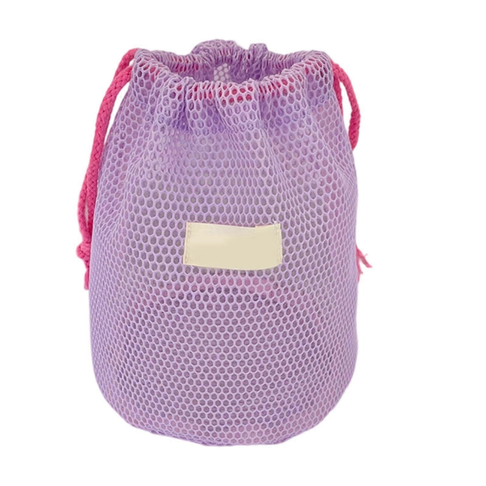 Grid Pattern Cosmetic Organizer Large Capacity Drawstring Bag Polyester for Travel and Gym Essential  Purple