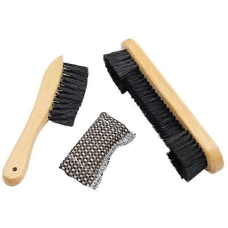 Solid Wooden Handle Billiards Pool Table and Rail Brush Set with Cloth Durable