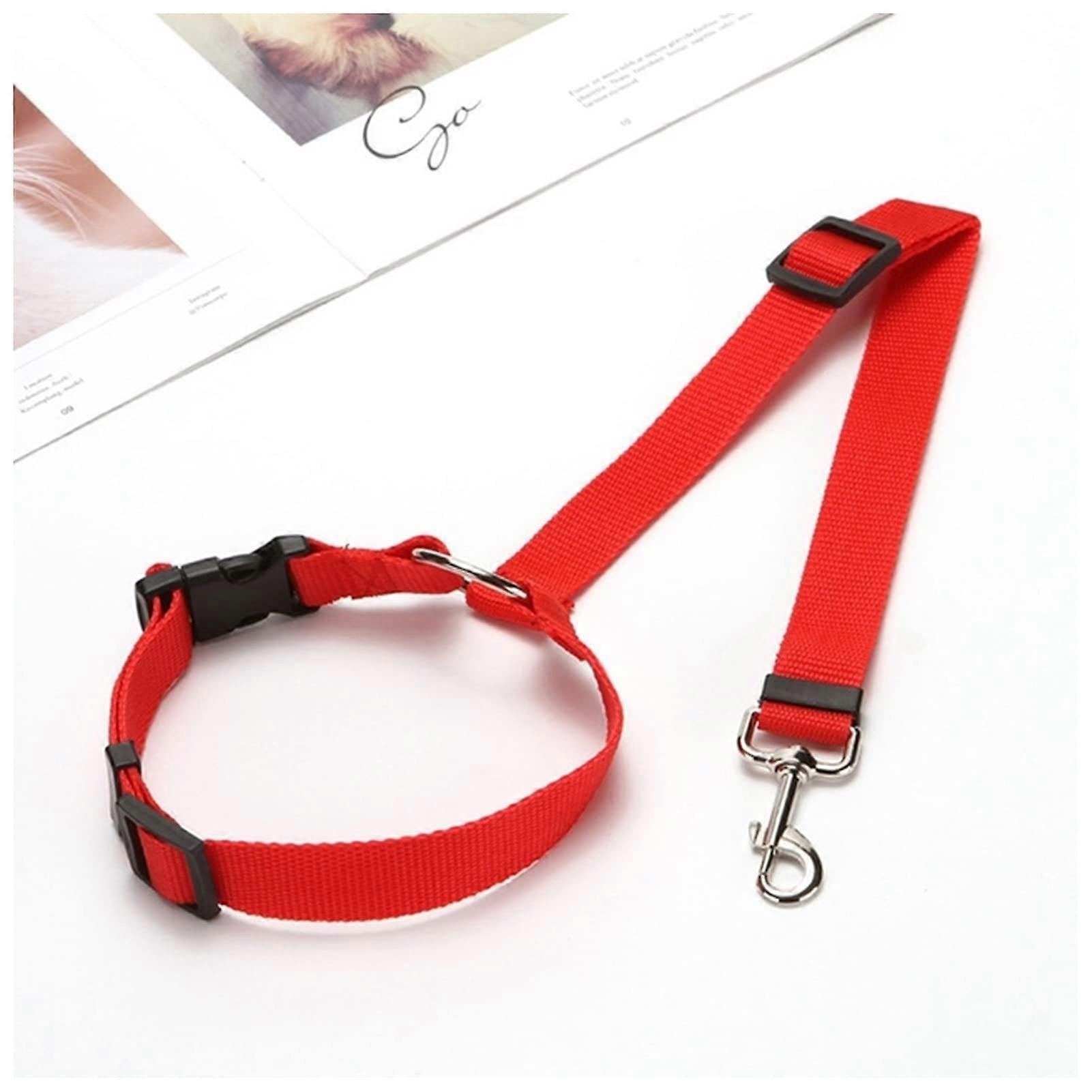 Pet Rope Universal Dog Cat Car Seat Belt Harness Leash Adjustable Durable Soft Travel Clip Red