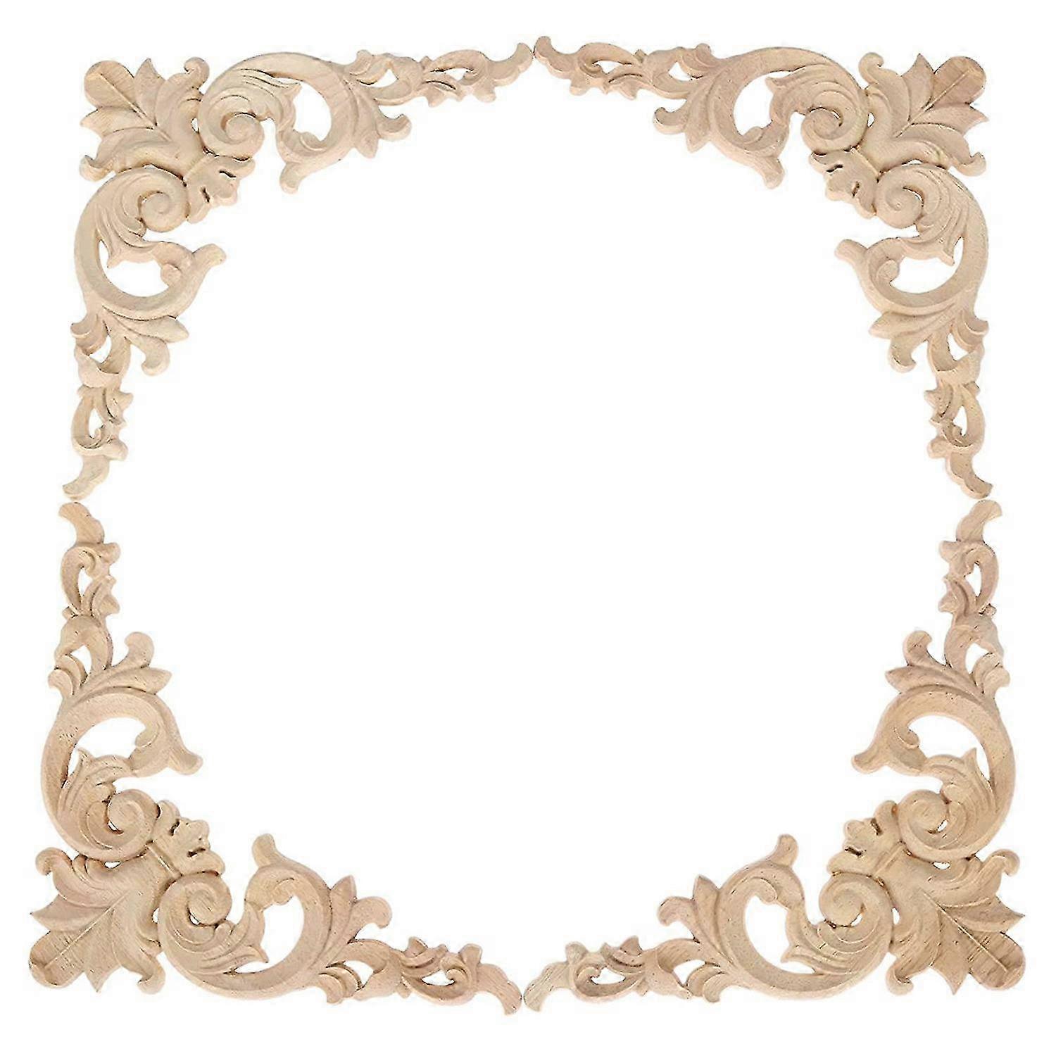 4Pcs Wood Carved Mouldings Corner Onlay Applique Furniture Home Decor