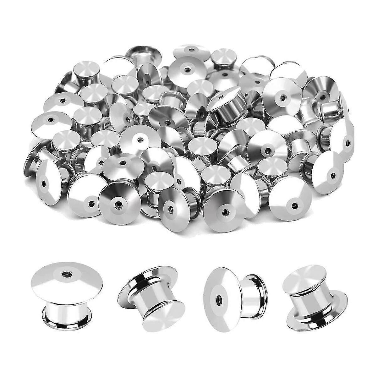 40PCS Locking Pin Back Metal Pin Backing, Locking Pin Keeper Clasp for Brooch Enamel Lapel