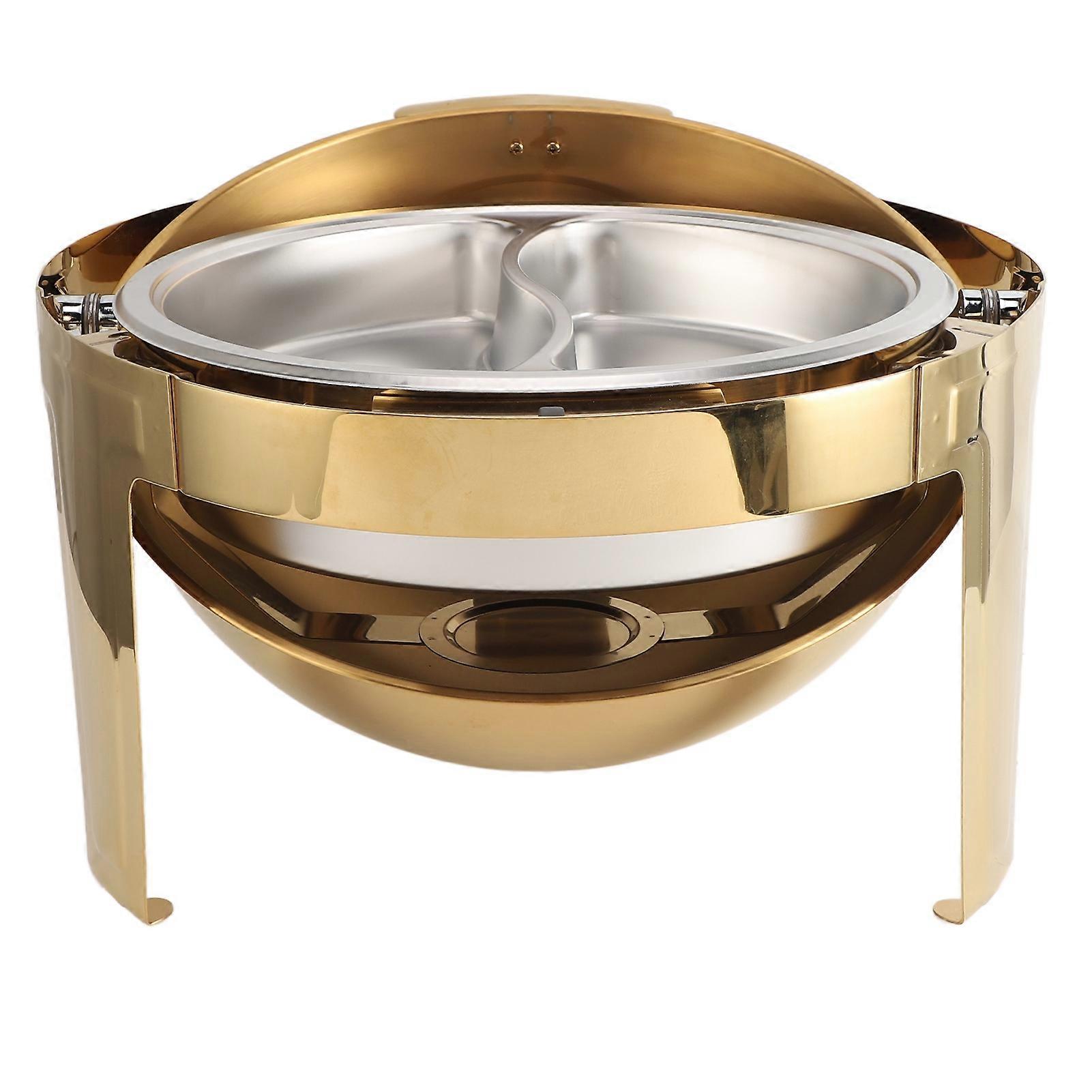 Gold 6L Round Stainless Steel Chafing Dish 47cm Buffet Warmer