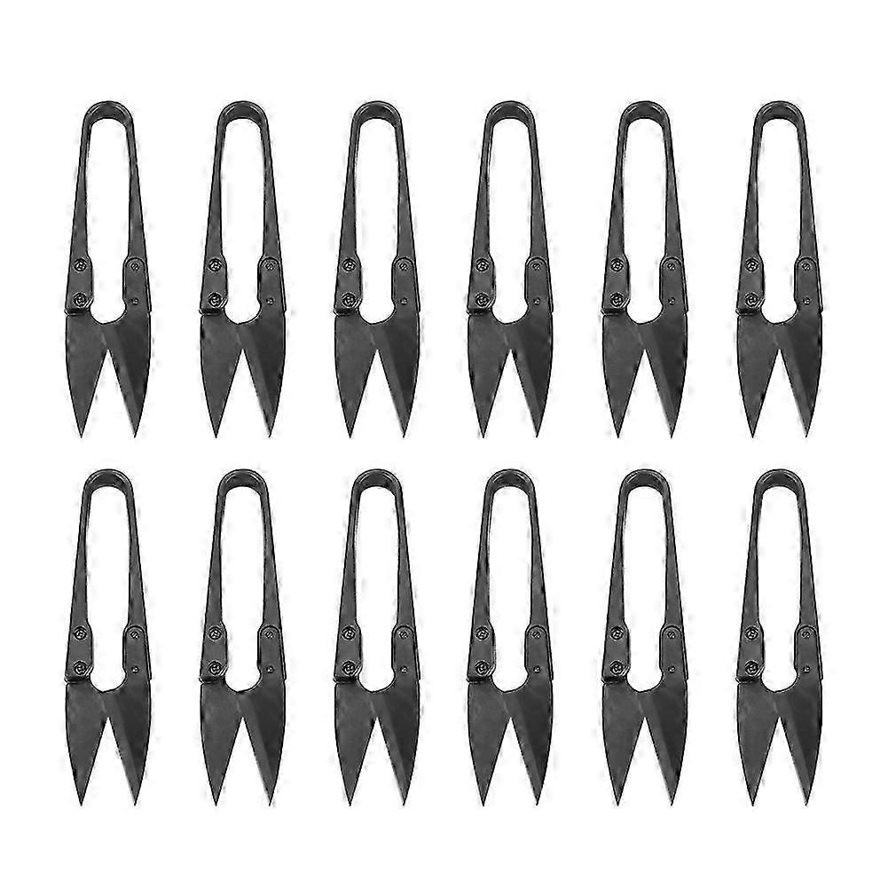 12 pcs/pack Black Small Yarn Scissors Thread Scissors for Household Use