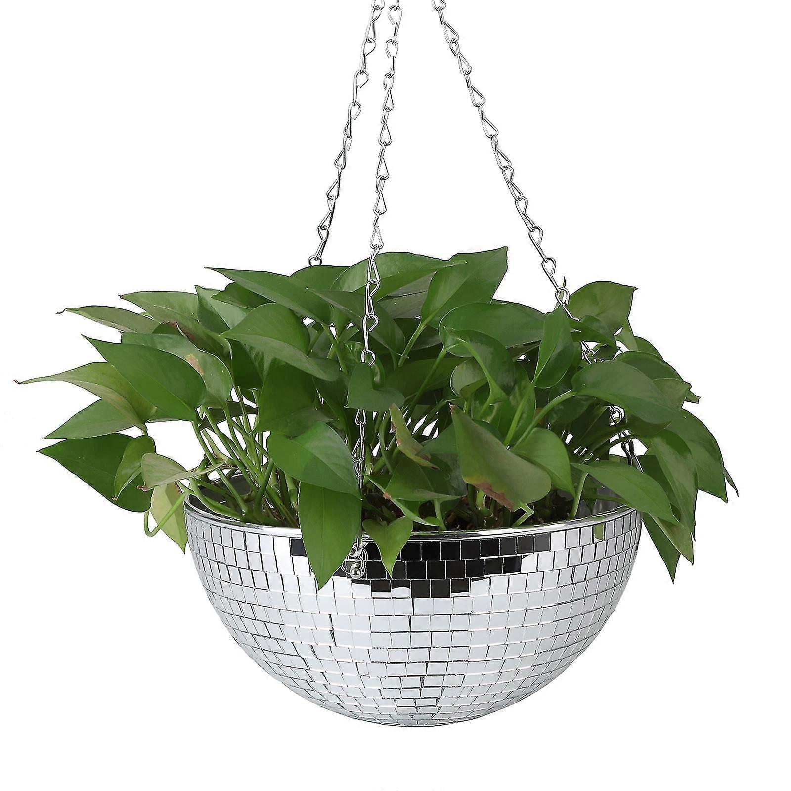 Mirror Ball Hanging Planter, 25cm Diameter, Bohemian Style Home Decoration