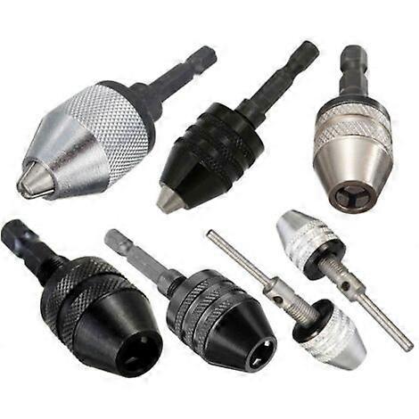 Hex Shank, Three-Jaw Conversion Drill Chuck, 7-Piece Set, Drill Bit, for Small